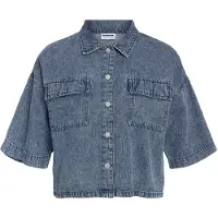 Noisy May Enza Regular Short Sleeve Shirt Bleu L Femme