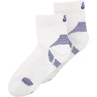Asics Chaussettes AEG 2 Pack Cushioned Run Quarter Blanc Bleu, Taille M