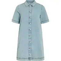Vila Nus Denim Short Sleeve Short Dress Bleu S Femme