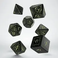 Q-workshop SELV19 - Jeu de cubes Elvish, noir & glow-in-the-da (7 pièces)