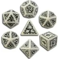 Q-workshop SELV02 - Jeu de dés elfiques blanc et noir (7 pièces)