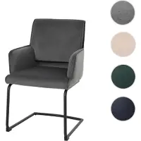 Mendler Chaise cantilever HWC-N60, chaise de salle à manger Chaise de cuisine, tissu/textile Öko-Tex MVG gris foncé
