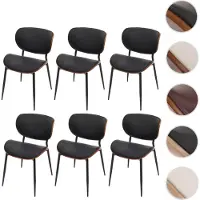 Mendler Lot de 6 chaises de salle à manger HWC-O45, chaise, bois courbé, similicuir 280 g/m², Öko-Tex MVG aspect noyer, noir