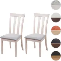 Mendler 2x chaise de salle à manger HWC-G46, tissu, en bois massif châssis clair, gris