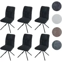 Mendler Lot de 6 chaises de salle à manger HWC-N99, chaises de cuisine chenille (340 g/m²) Oeko-Tex gris foncé