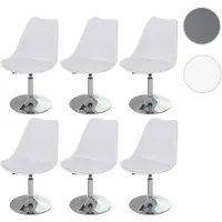 Mendler 6x Chaise pivotante Malmö T501, réglable en hauteur, cuir synthétique blanc