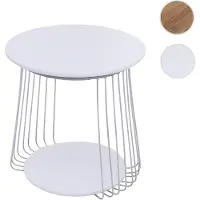 MCA Table basse HWC-P60, table d'appoint, table basse, table de salon, métal MDF ronde Ø 50 cm blanche