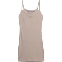 Superdry Embroidered Rib Strappy Sleeveless Short Dress Beige M Femme