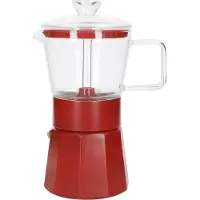 La Cafetière Machine à espresso, 6 tasses, 0,29 L, inox, verre, rouge - | Verona