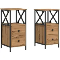 vidaXL Tables de chevet 2 pcs chêne artisanal bois d'ingénierie