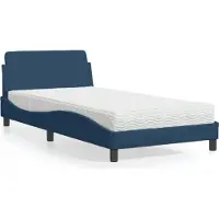 vidaXL Lit avec matelas "Dover" bleu 100x200 cm Tissu
