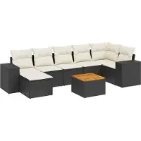 vidaXL Ensemble de jardin canapé 8 pièces avec coussins noir poly rotin