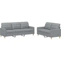 vidaXL Ensemble de canapés 2 pièces avec coussins Tissu gris clair