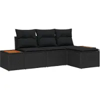 vidaXL Ensemble de canapés de jardin , 4 pièces, noir, en résine tressée