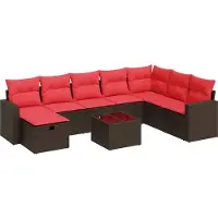 vidaXL Ensemble de jardin canapé 8 pièces avec coussins Marron Poly rotin