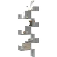 vidaXL Étagère d'angle murale sonoma gris 45x45x147cm bois ingénierie