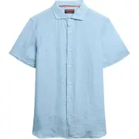 Superdry pour homme. M4010937A Chemise en lin à manches courtes Vacation blue (XXL), Bleu, Casuel, Manche courte