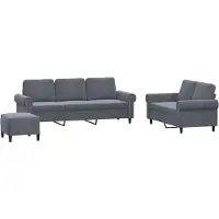 vidaXL Ensemble de canapés 3 pièces avec coussins gris foncé velours