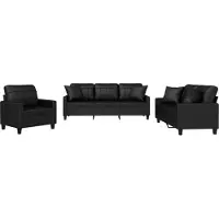 vidaXL Ensemble de canapés 3 pièces avec coussins Noir Similicuir