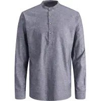 Jack & Jones Summer Half Placket Linen Long Sleeve Shirt Gris S Homme