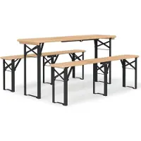 vidaXL Ensemble de 3 tables de bière pliantes en bois massif de sapin
