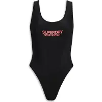 Superdry pour femme. W3010385A Maillot de bain extensible avec dos plongeant noir (XS), Beachwear, Polister recyclé, Durable