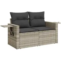 vidaXL Ensemble de salon de jardin 4 pièces avec coussins gris clair Poly rotin