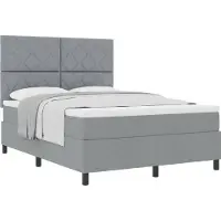 vidaXL Lit boxspring avec tête de lit gris clair 160 x 200 cm Tissu