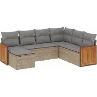 vidaXL Ensemble de jardin canapé 8 pièces avec coussins Beige Poly Rattan