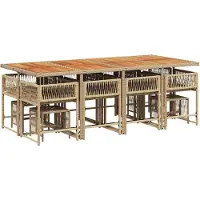 vidaXL Salon de jardin 13 pièces avec coussins Beige Poly Rattan