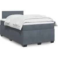 vidaXL Lit boxspring avec matelas gris foncé 120x190 cm velours