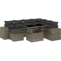 vidaXL Ensemble de jardin canapé 8 pièces avec coussins Gris Poly rotin
