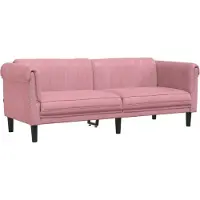 vidaXL 3-pc. Ensemble de canapés en velours rose