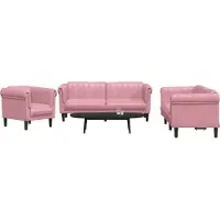 vidaXL 3-pc. Ensemble de canapés en velours rose