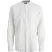 Jack & Jones Summer Half Placket Linen Long Sleeve Shirt Blanc S Homme