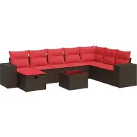vidaXL Ensemble de jardin canapé 8 pièces avec coussins Marron Poly rotin