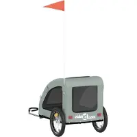 vidaXL Remorque pour vélo Chiens Gris Tissu Oxford et fer