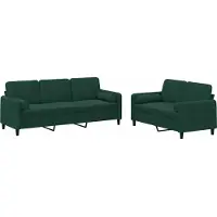 vidaXL Ensemble de canapés 2 pièces avec coussins vert foncé velours