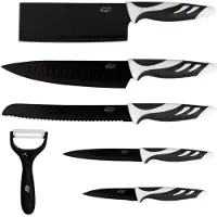 Cecotec 01024, ensemble de couteaux, acier inoxydable, 1 outil, éplucheur, noir, noir, blanc
