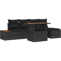 vidaXL Ensemble de canapé de jardin , 6 pièces, noir et marron
