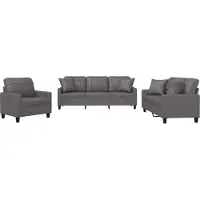vidaXL Ensemble de canapés 3 pièces avec coussins Gris Similicuir