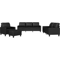 vidaXL Ensemble de canapés 4 pièces avec coussins Noir Similicuir