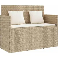vidaXL Banc de jardin avec coussins Beige Poly Rattan