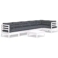 vidaXL Ensemble de salon de jardin 7 pièces avec coussins blanc pin