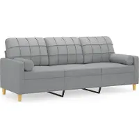 vidaXL Canapé 3 places avec oreillers gris clair 180 cm tissu