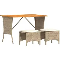 vidaXL Ensemble de jardin 3 pièces avec coussins Beige Poly Rattan
