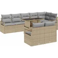 vidaXL Ensemble de canapés de jardin , 9 pièces, 8 places, beige et gris clair