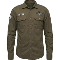 Brandit Chemise 'Luis' olive / noir / blanc