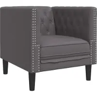 vidaXL Fauteuil Chesterfield Gris Similicuir