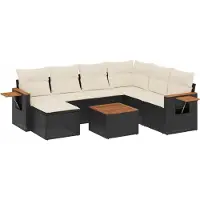 vidaXL Ensemble de jardin canapé 8 pièces avec coussins noir poly rotin